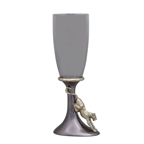 Faceted Panther Hammered Vase