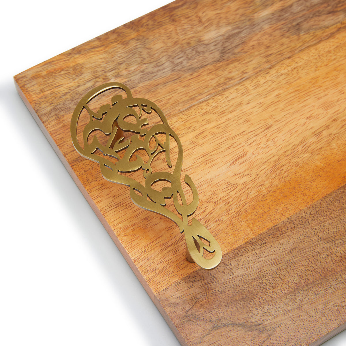 DWELL CALLIGRAPHY WOODEN TRAY WITH HANDLE (GOLD 19X9X1.5CM) 19x9x1.50cm / Gold