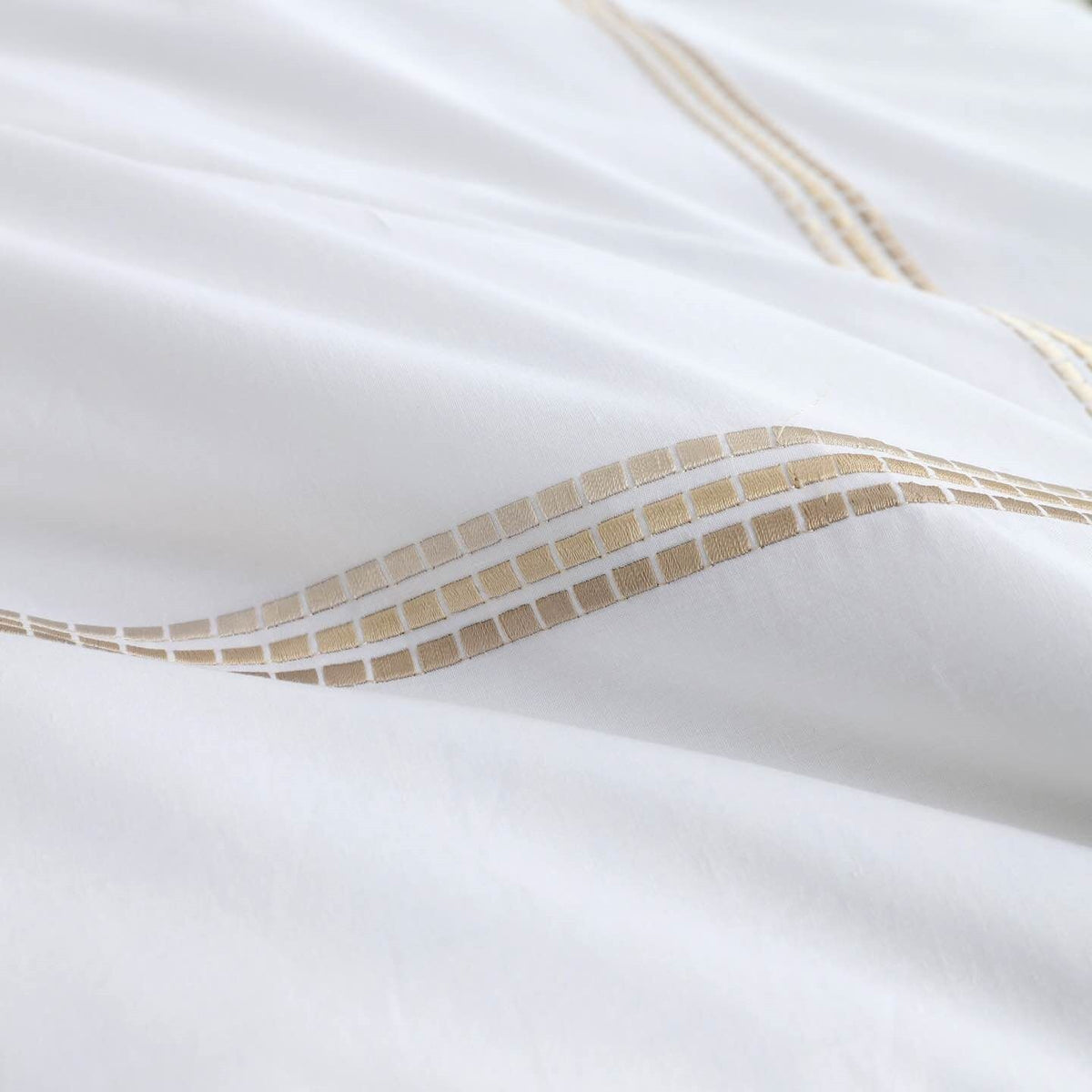 100% COTTON PERCALE EMBROIDERED 4 PIECE DUVET COVER SET - ALEXIS
