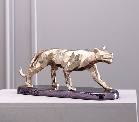 Faceted Panther Hammered Figurine