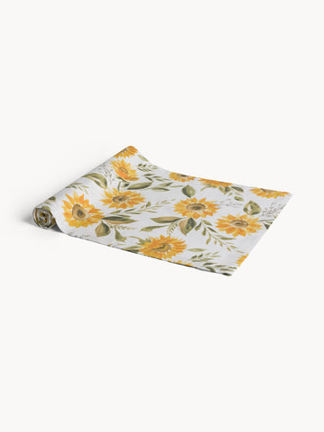 Cotton panama runner with sunflower print