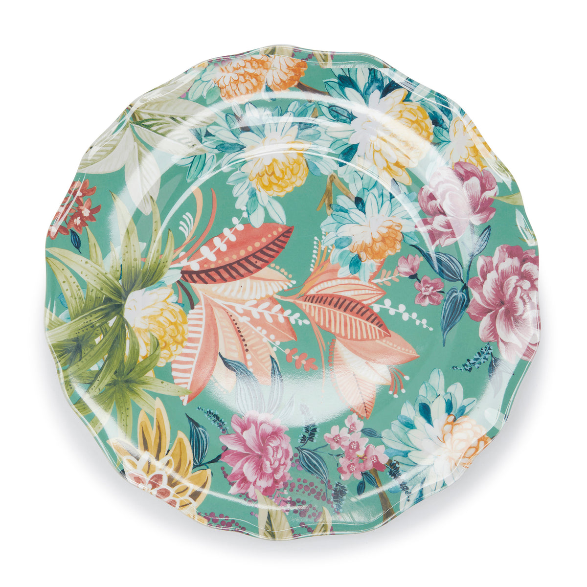Coincasa MELAMINE DINNER PLATE WITH LEAVES & FLOWERS (27CM, MULTI-COLOURED) 27 CM / Multi