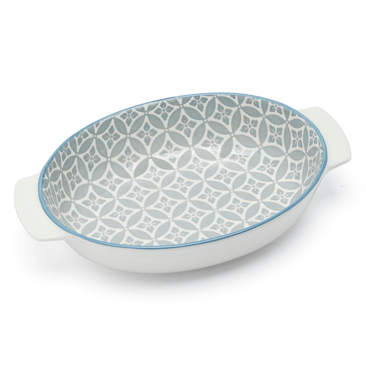 Simply Kitchen FLORAL MM SERVING DISH WITH HANDLE (GREY FLORAL) 28 CM / Multi