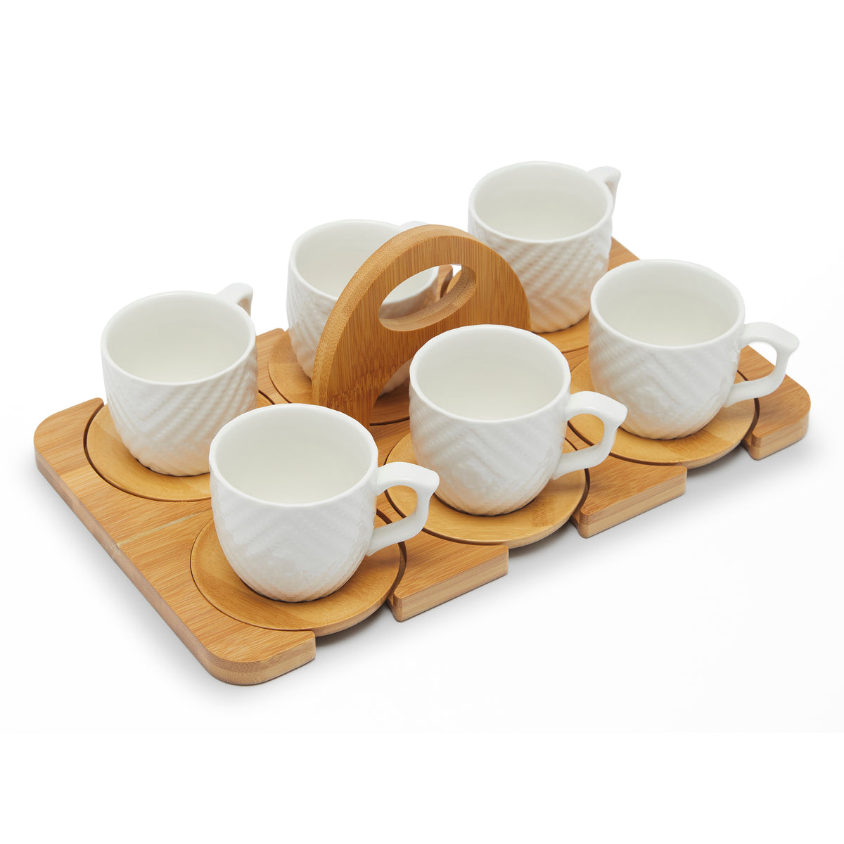 Simply Kitchen GOURMET CUP WITH BAMBOO (SET OF 6-WHITE) 150 ML / White