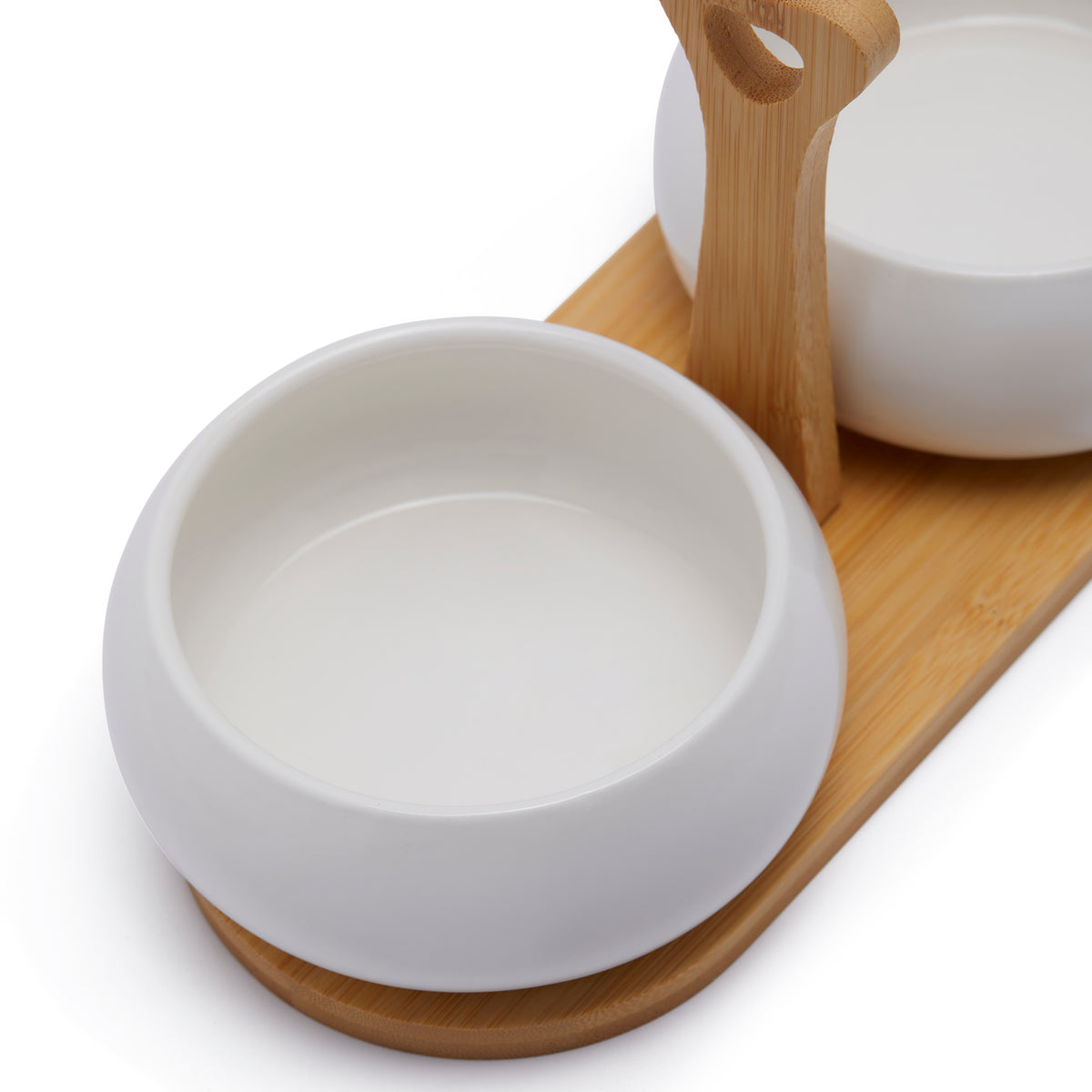 Simply Kitchen GOURMET BOWL WITH BAMBOO STAND (11.43 CM-WHITE) 11.43 CM / White