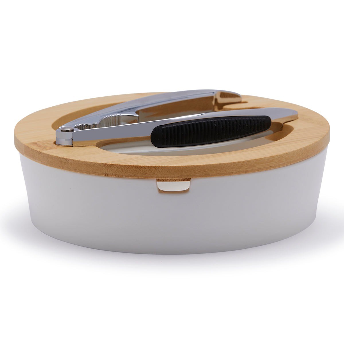 Simply Kitchen GOURMET NUT SET WITH BAMBOO COVER (20.32 CM WHITE) 20.32 CM / White
