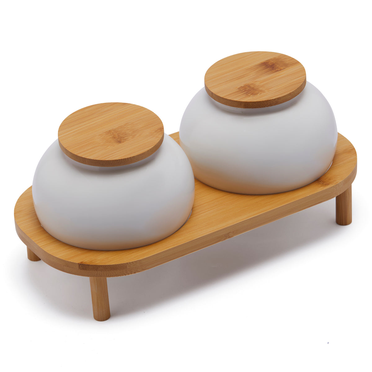 Simply Kitchen GOURMET CANISTER WITH BAMBOO LID (13.97 CM, WHITE) 13.97 CM / White