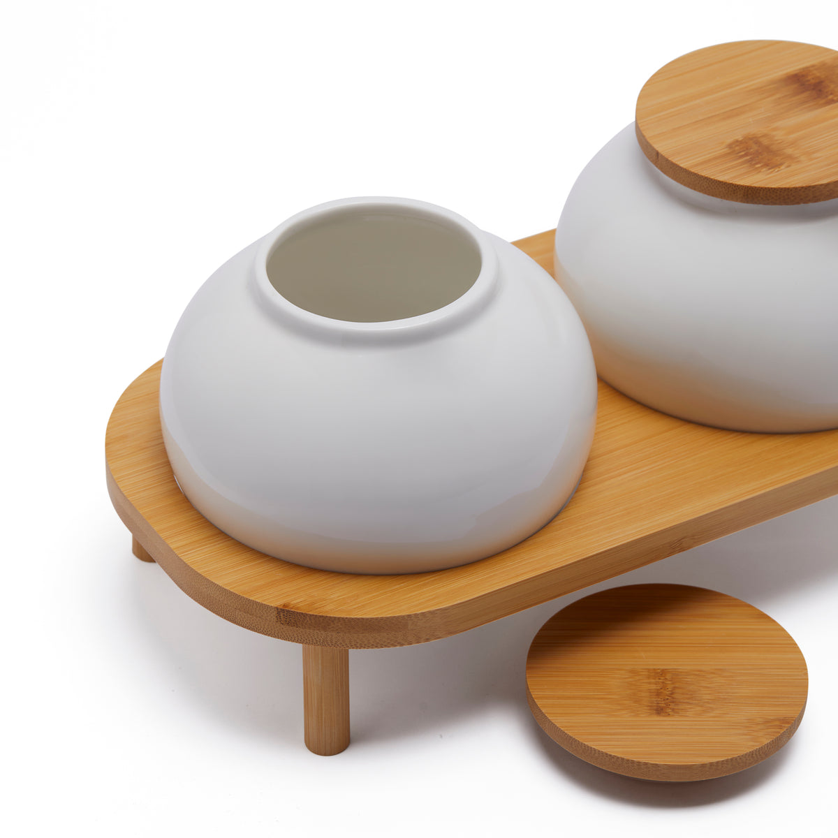 Simply Kitchen GOURMET CANISTER WITH BAMBOO LID (13.97 CM, WHITE) 13.97 CM / White