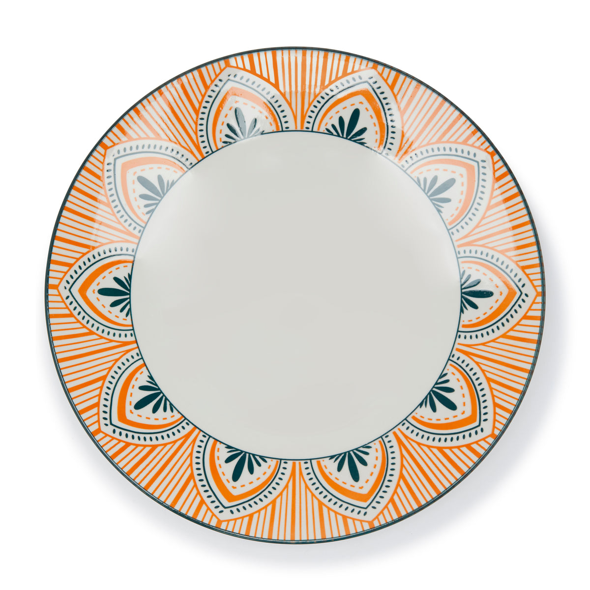 Simply Kitchen FLORAL MM KORI JHALLAR CERAMIC DINNER PLATE (27×2.5 CM) 27??2.5 CM / Multi