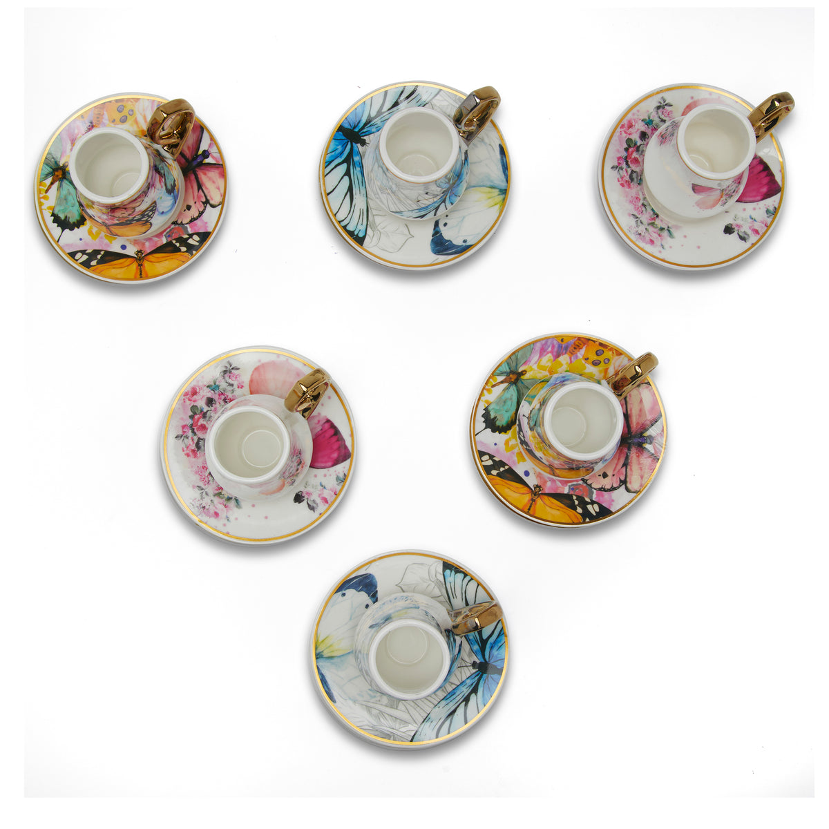 Simply Kitchen RABAT BUTTERFLY COFFEE CUP & SAUCER SET OF 12 S/12 / Multi