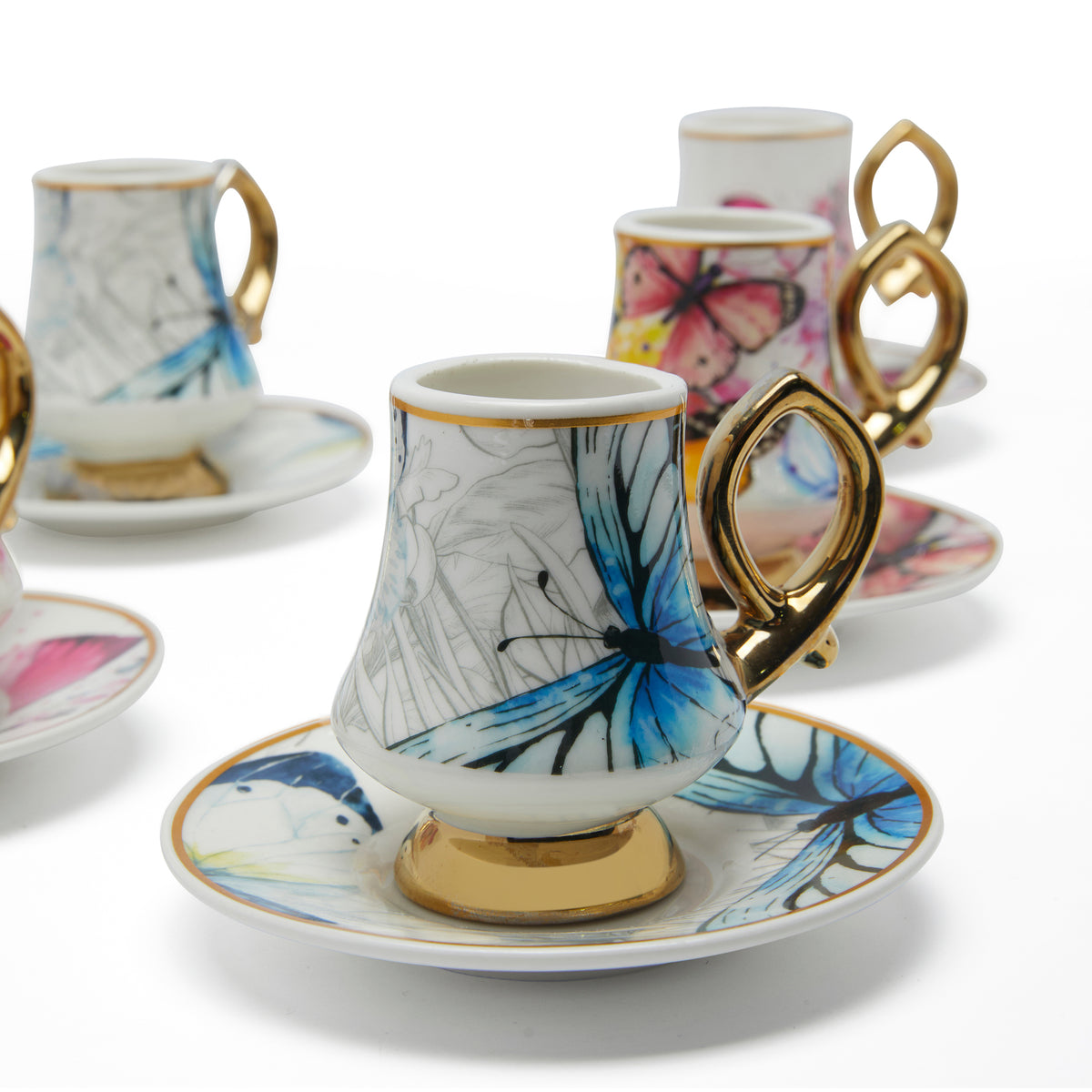 Simply Kitchen RABAT BUTTERFLY COFFEE CUP & SAUCER SET OF 12 S/12 / Multi