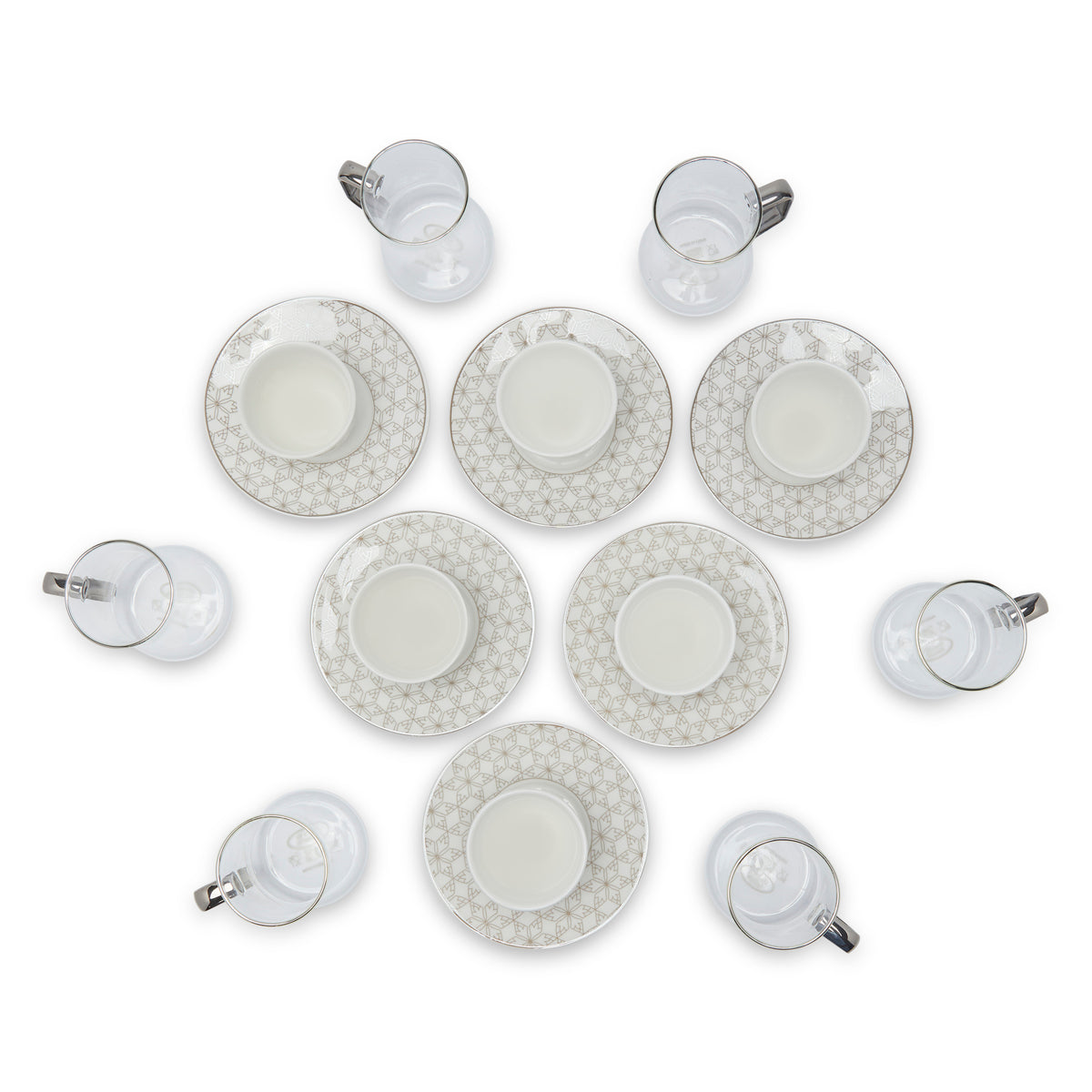 Simply Kitchen CASABLANCA RANGOLI CAWA COFFEE CUP SET OF 18 (WHITE) S/18 / White
