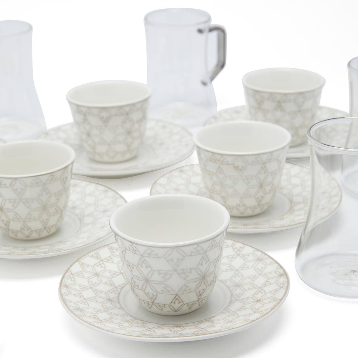 Simply Kitchen CASABLANCA RANGOLI CAWA COFFEE CUP SET OF 18 (WHITE) S/18 / White