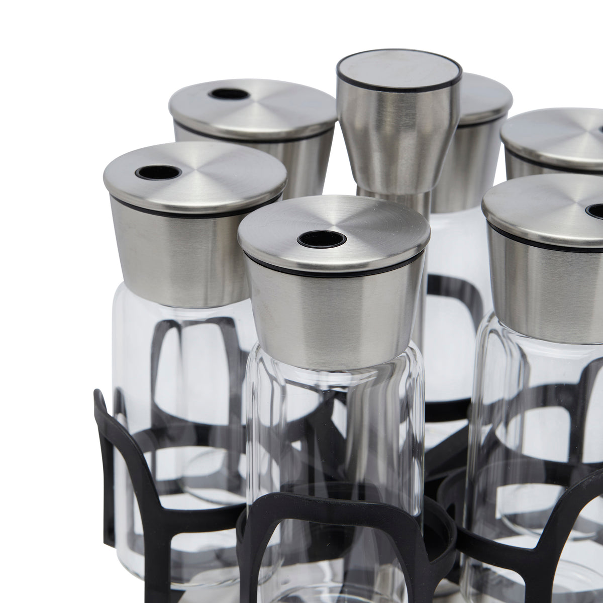 Simply Kitchen BELMONT BOROSILICATE GLASS STORAGE JAR WITH STAND SET OF 12 (130 ML) S/12 / Clear