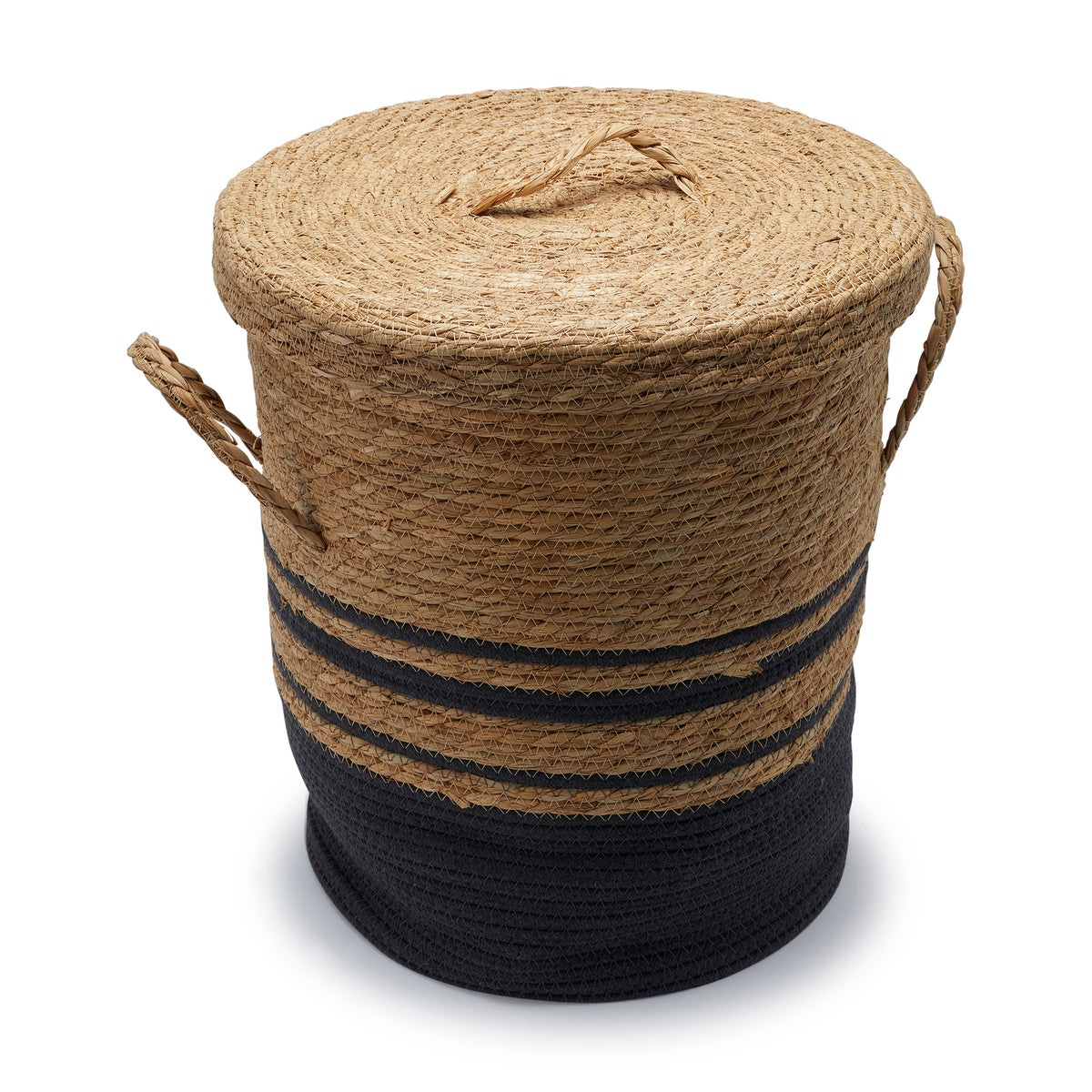 DWELL GRAPHITE WEAVE SEAGRASS BASKET SMALL (BROWN/GREY) 35x35x43cm / Brown/Grey