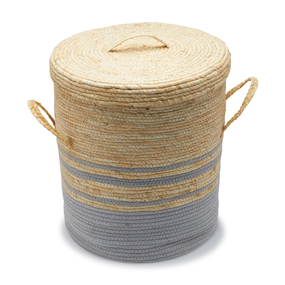 DWELL GREY WEAVE SEAGRASS BASKET SMALL (BEIGE/GREY) 35x35x43cm / Beige/Grey