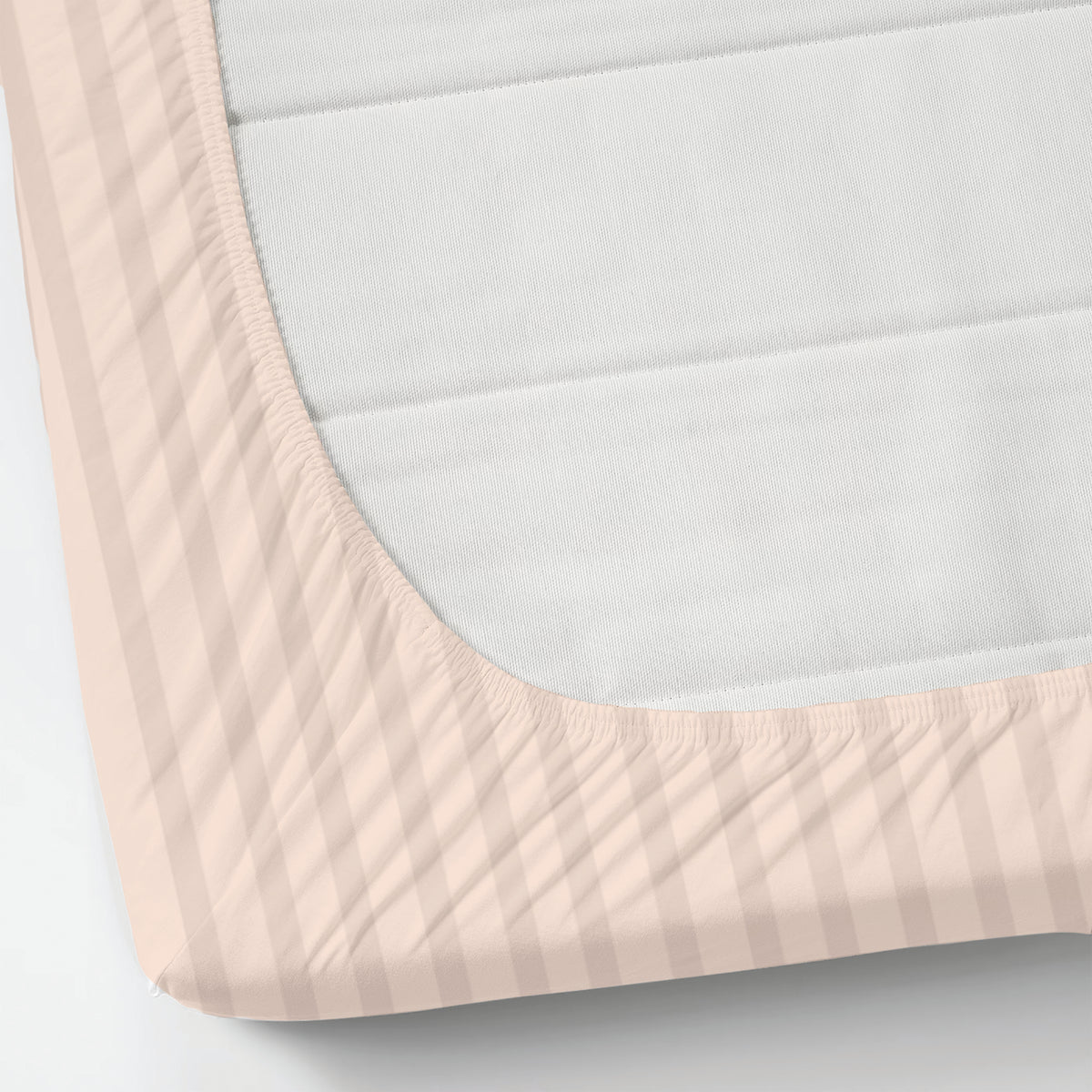 LUXURIOUS 300 THREAD COUNT BAMBOO  SATEEN WIDE STRIPE FITTED SHEET
