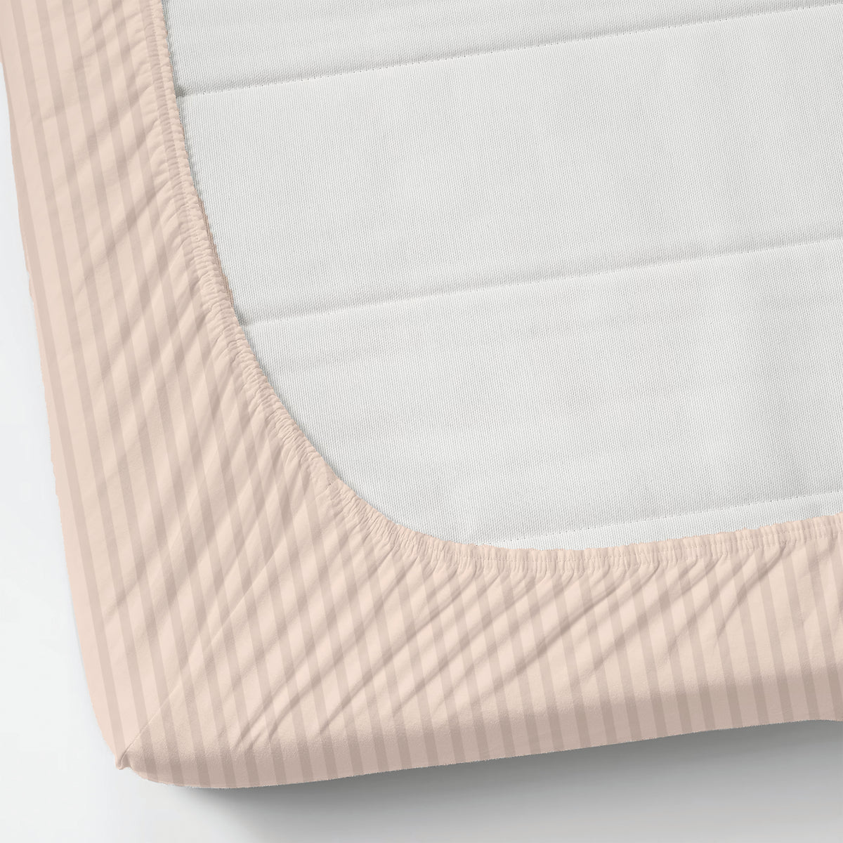 LUXURIOUS 300 THREAD COUNT BAMBOO  SATEEN THIN STRIPE FITTED SHEET