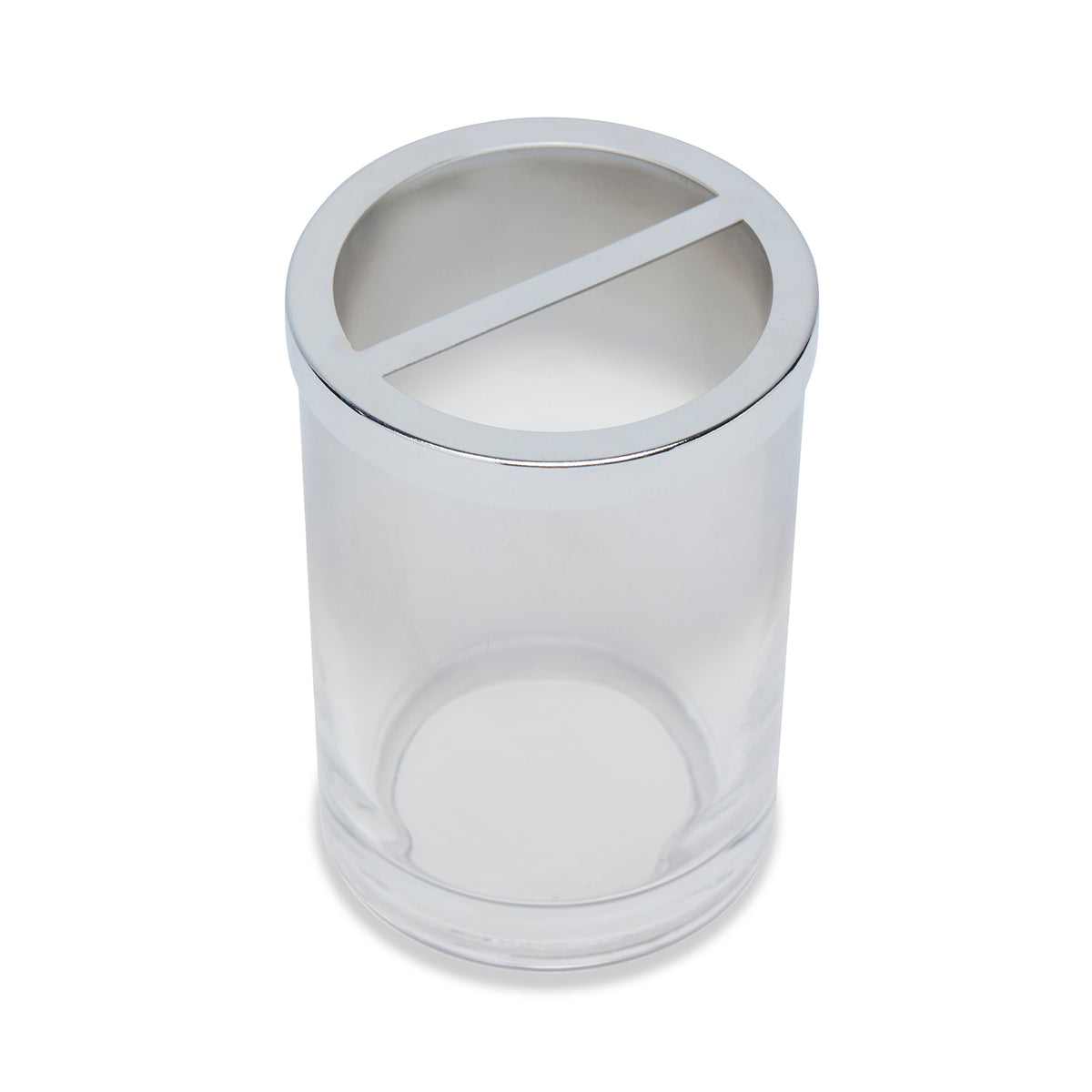 DWELL GLASSWARE TOOTHBRUSH HOLDER (7.3X7.3X10.7 - SILVER/TRANSPARENT)