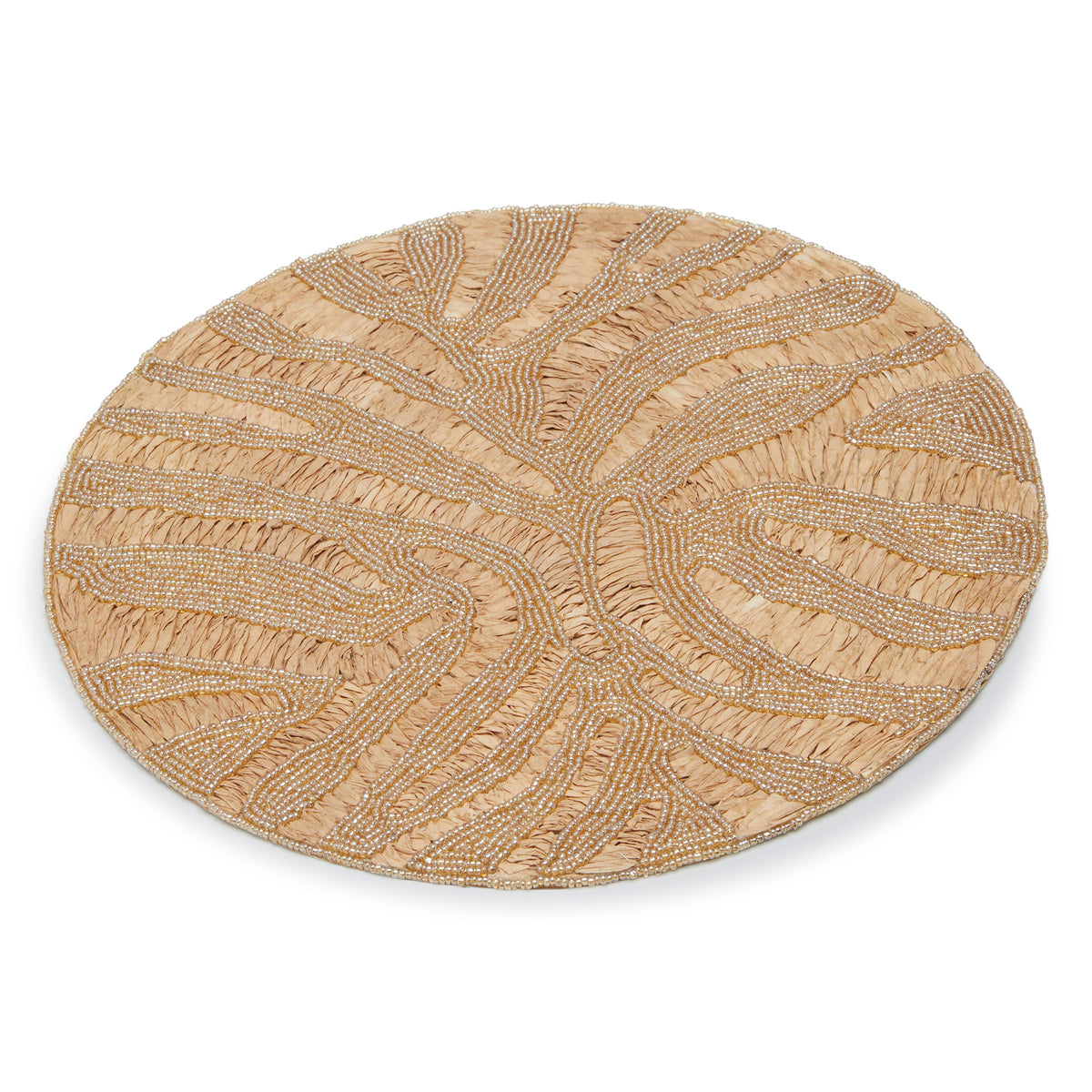 DWELL ABSTRACT BEADED PLACEMAT (36CM - GOLD/CREAM) D36CM / Gold/Cream
