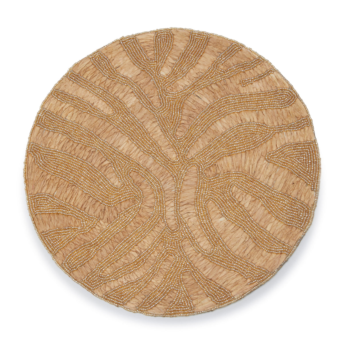 DWELL ABSTRACT BEADED PLACEMAT (36CM - GOLD/CREAM) D36CM / Gold/Cream
