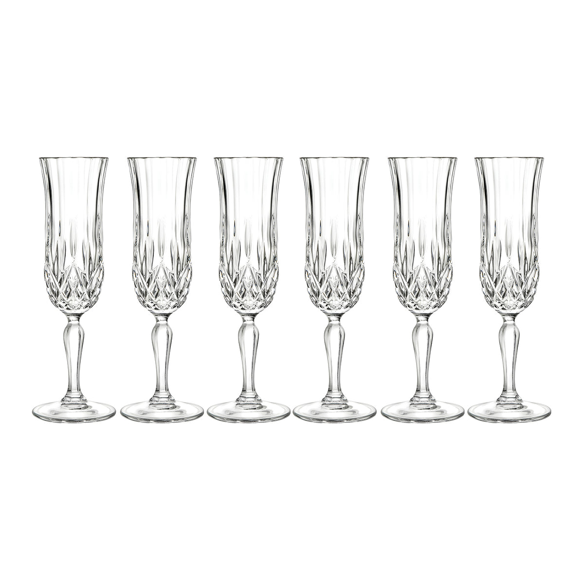 SET OF 6 OPERA FLUTE GLASSES TRANSPARENT 130ML / CLEAR