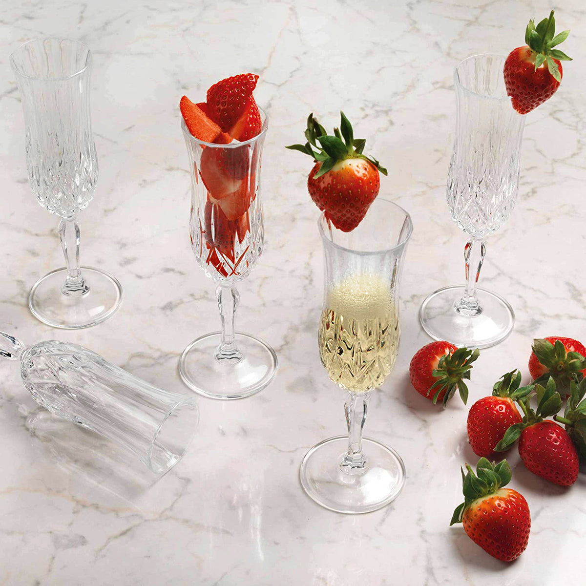 SET OF 6 OPERA FLUTE GLASSES TRANSPARENT 130ML / CLEAR