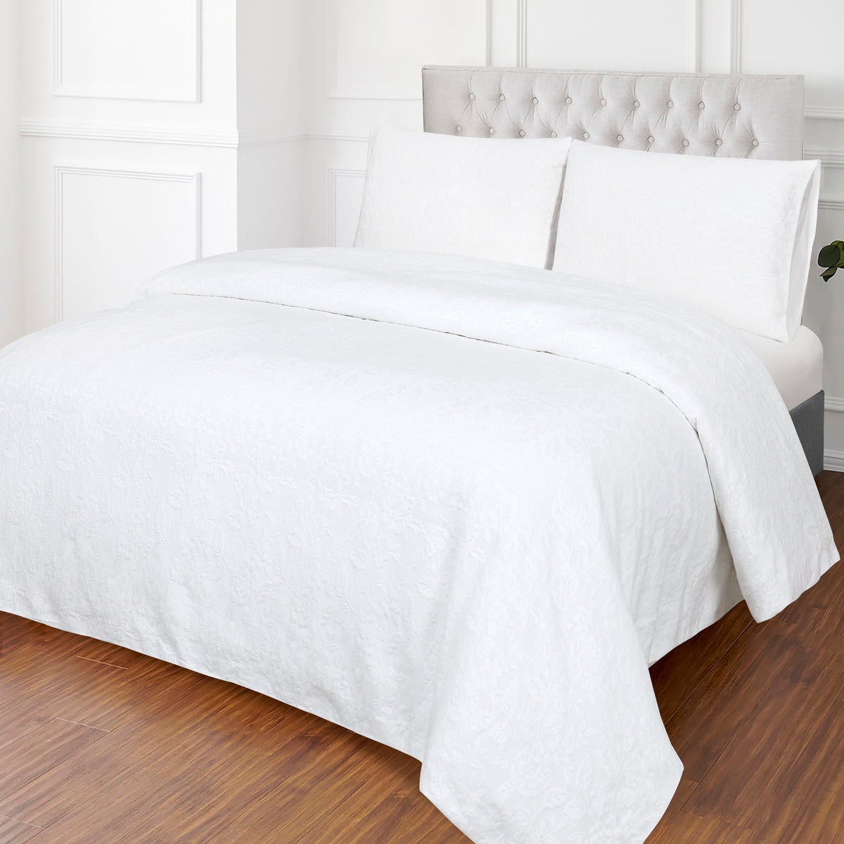 FLORAL JACQUARD 3PC DUVET COVER SET