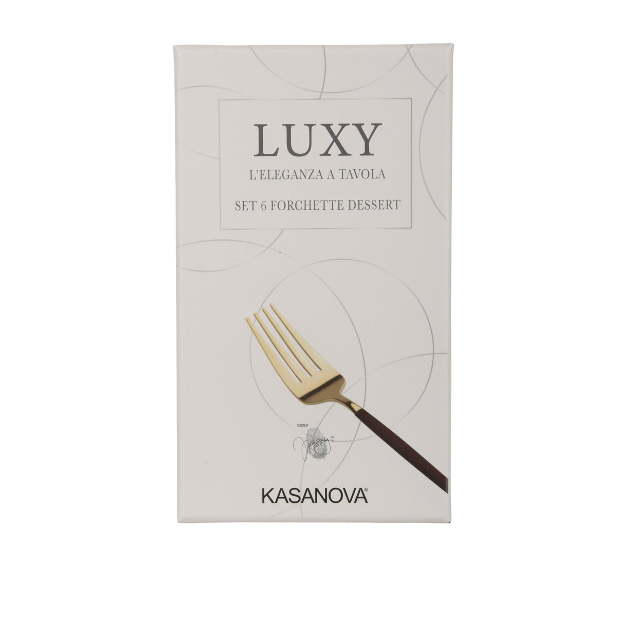 SET OF 6 LUX DESSERT FORKS BORDEAUX AND CHAMPAGNE S/6 / GOLD
