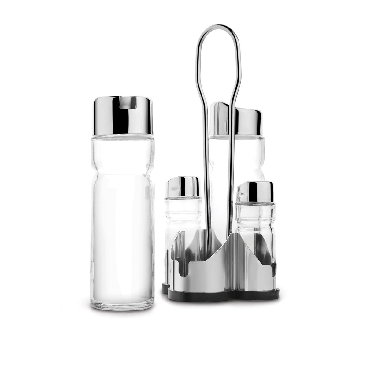 SEASONING SET OIL VINEGAR SALT AND PEPPER KRAFT STEEL 10.7x21.3x10.6CM / CLEAR