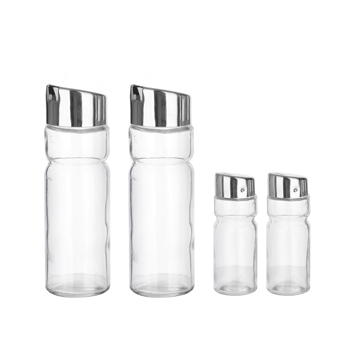 SEASONING SET OIL VINEGAR SALT AND PEPPER KRAFT STEEL 10.7x21.3x10.6CM / CLEAR