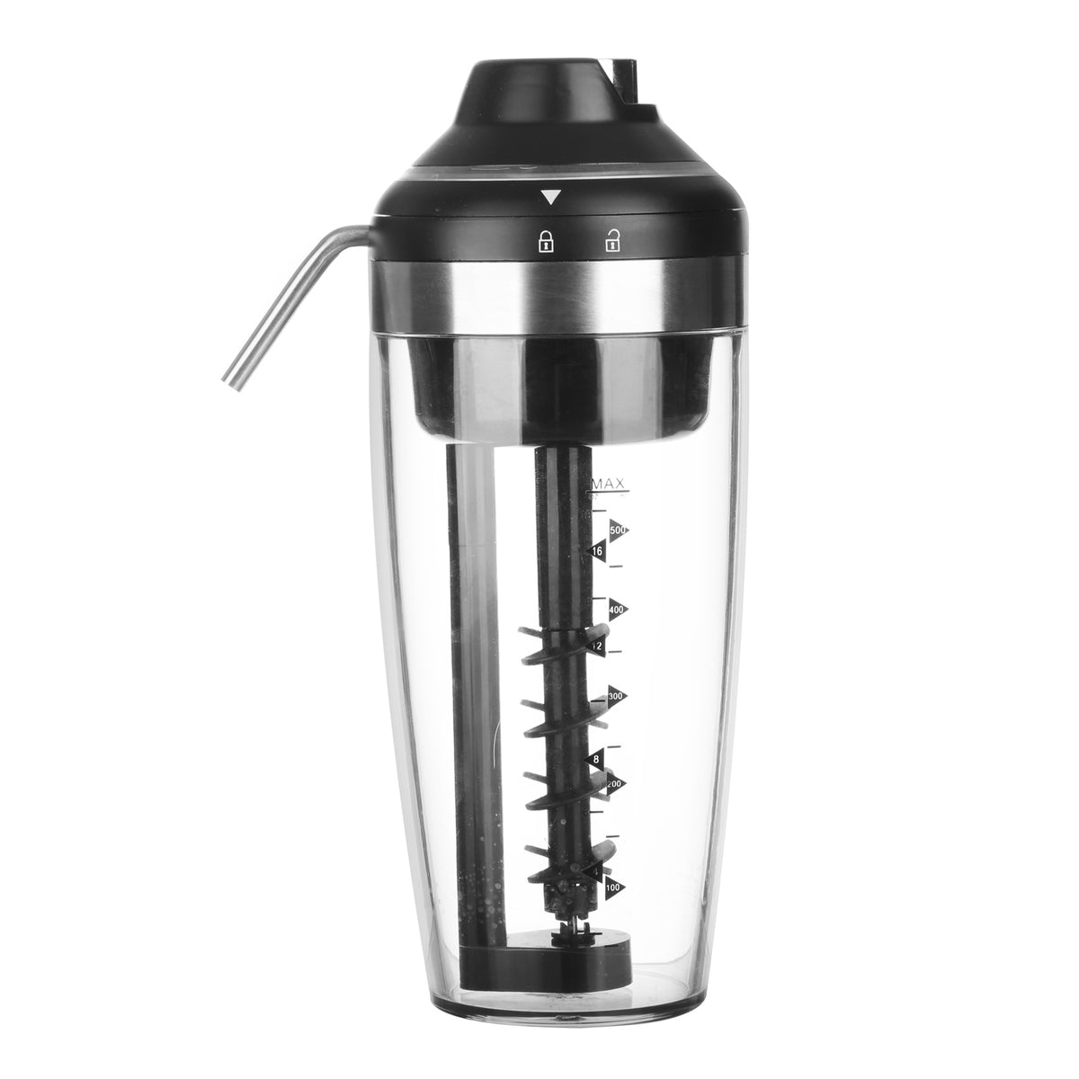 COCKTAIL SHAKER WITH PUMP BLACK 500ML / CLEAR