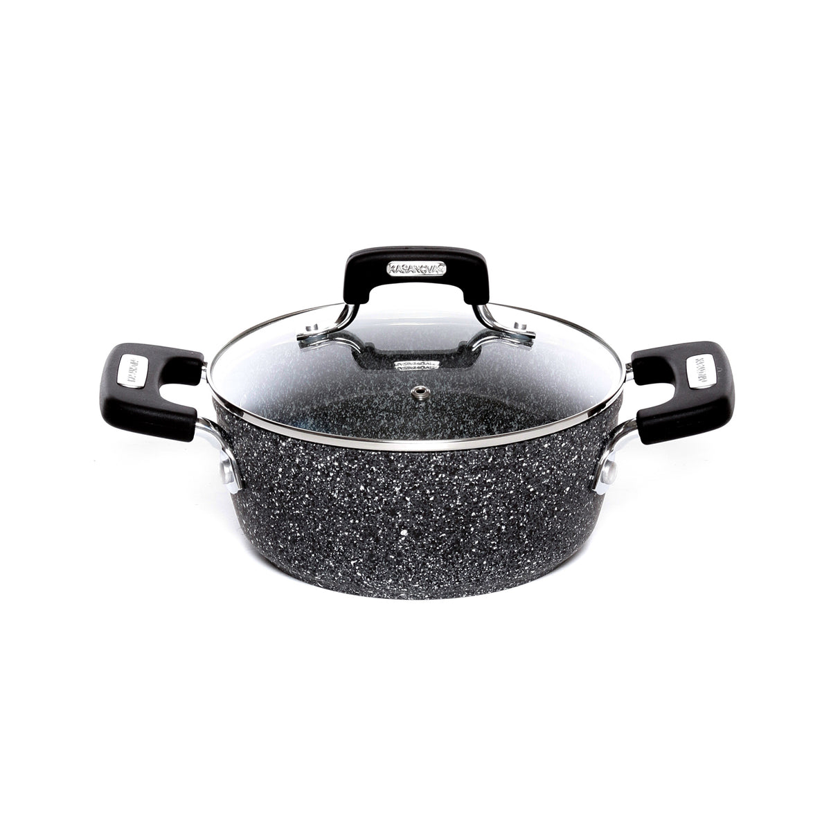 NEW PETRA DARK CASSEROLE 20 CM WITH GLASS LID GRAY 20CM / GREY