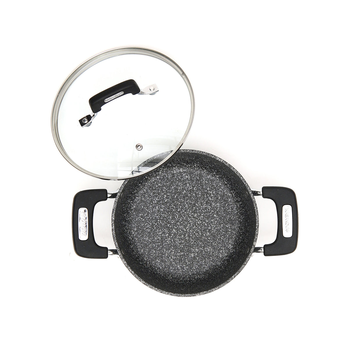 NEW PETRA DARK CASSEROLE 20 CM WITH GLASS LID GRAY 20CM / GREY