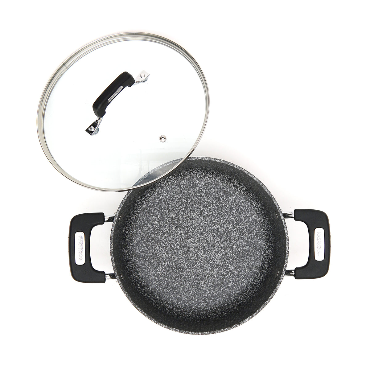 NEW PETRA DARK CASSEROLE 24 CM WITH GLASS LID GRAY 24CM / GREY