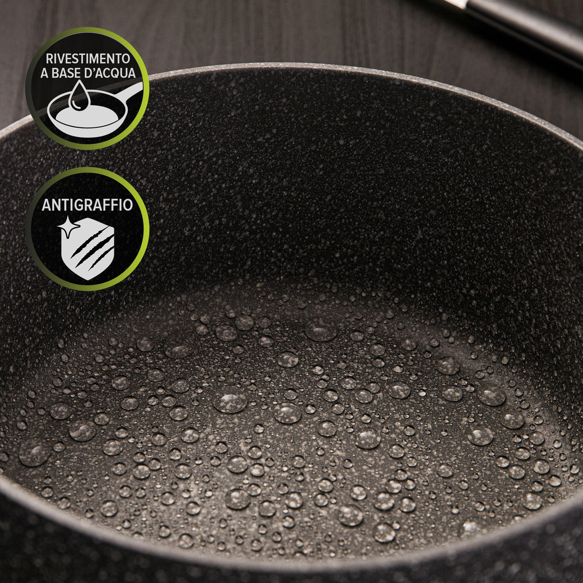 NEW PETRA DARK CASSEROLE 24 CM WITH GLASS LID GRAY 24CM / GREY