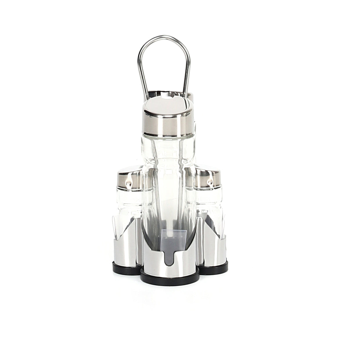 SEASONING SET OIL VINEGAR SALT AND PEPPER KRAFT STEEL 10.7x21.3x10.6CM / CLEAR