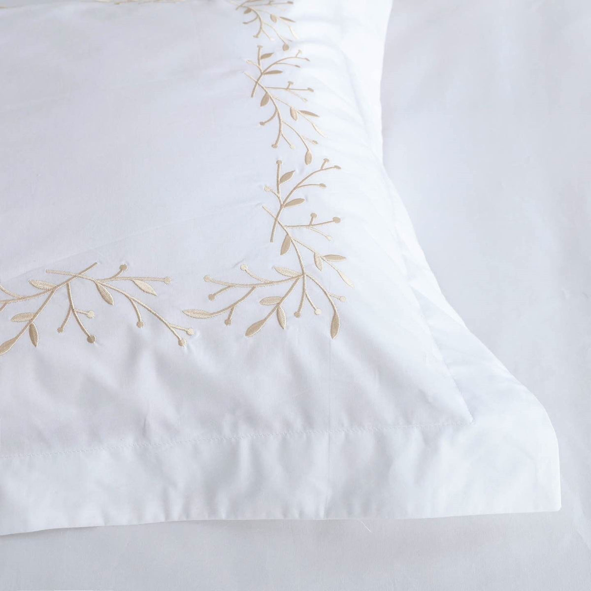 100% COTTON PERCALE EMBROIDERED 4 PIECE DUVET COVER SET - SERENE