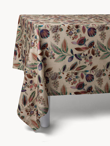 Cotton Panama tablecloth floral print
