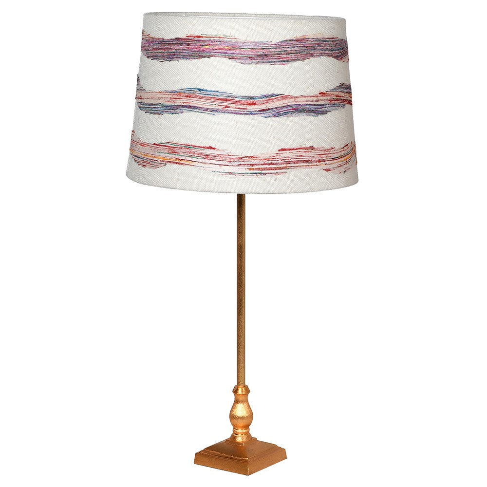 Deniva Gold Lamp With white & Pnk Shd H:700mm Dia:350mm